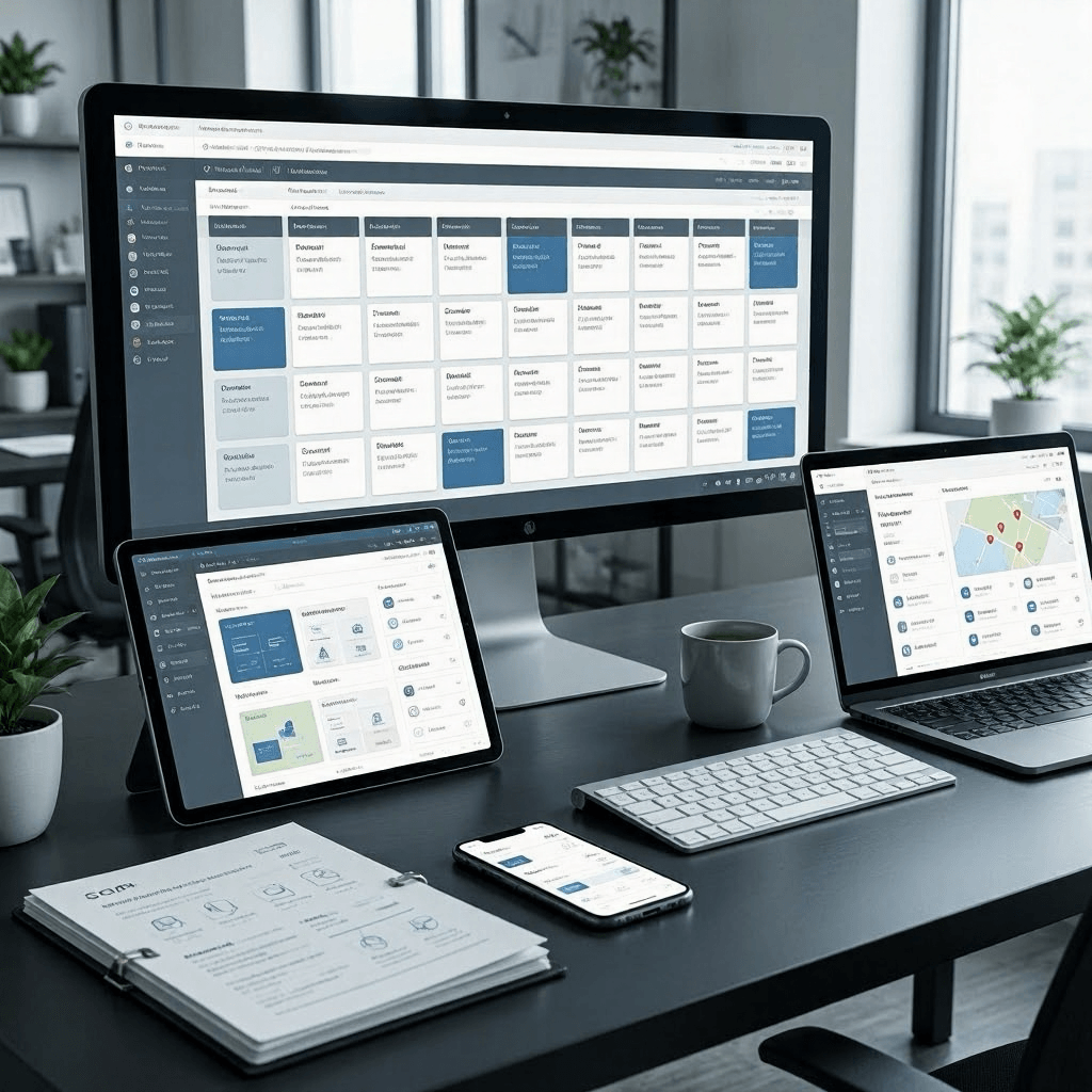 Devices representing different web presence strategies.
