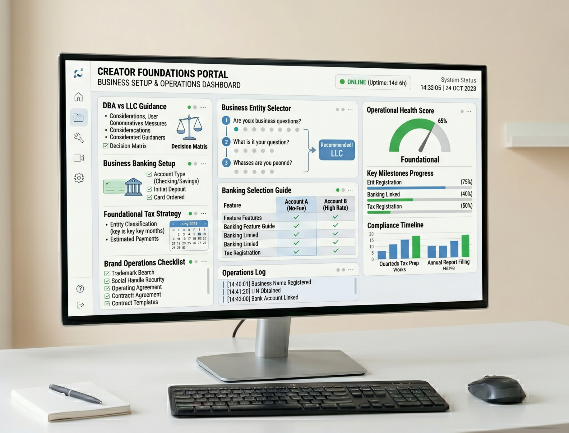 Content creator business mockups in a monitor