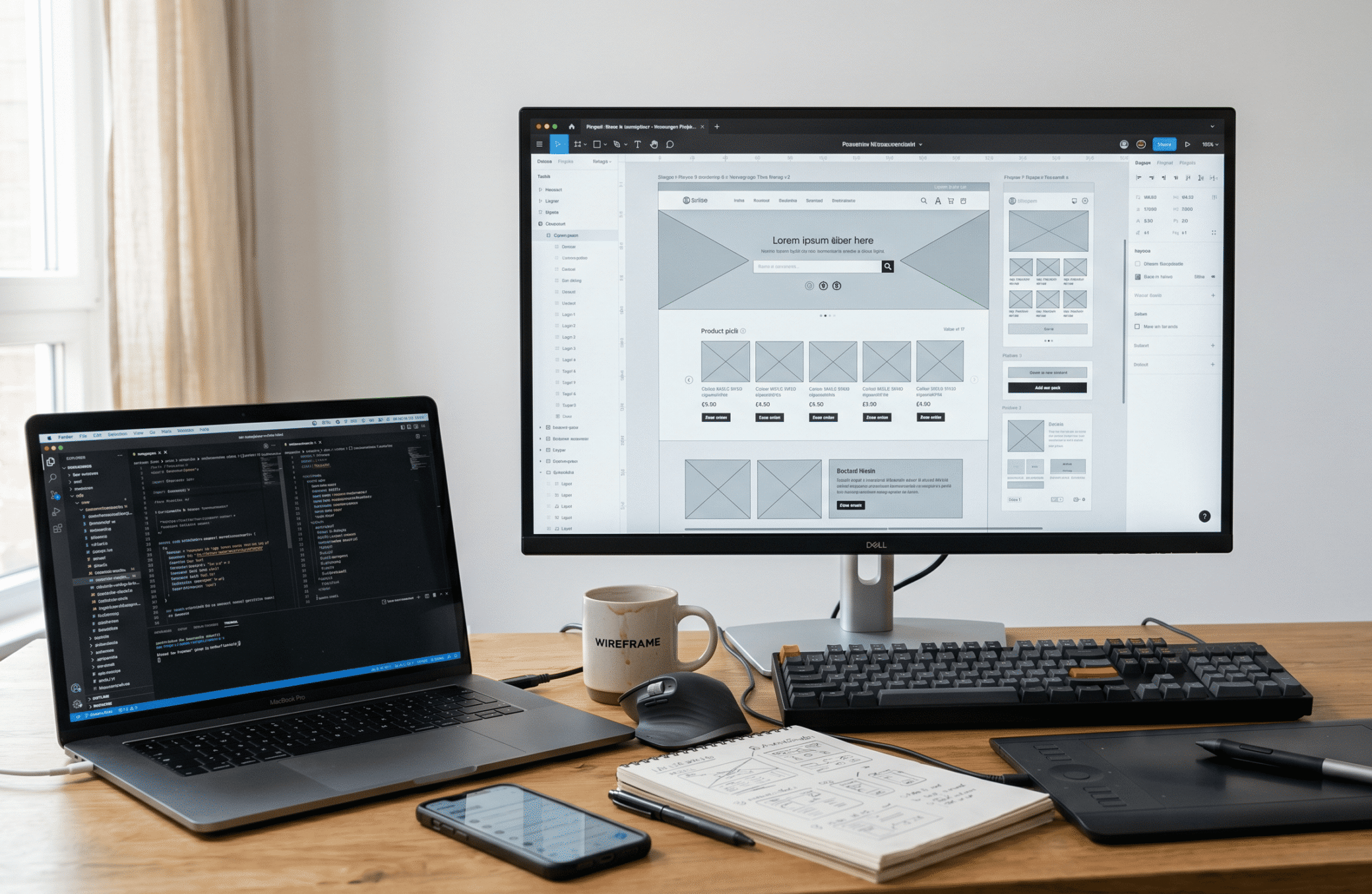Image of wireframe on a computer that represents the design process at Potere Growth