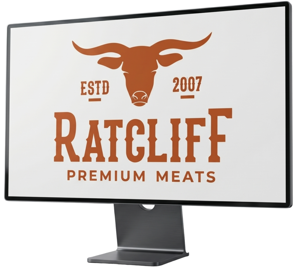 Ratcliff Premium Meats in a monitor display
